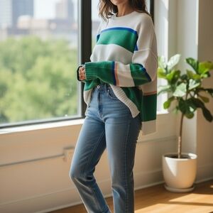 Wishlist Green and Blue Striped Sweater